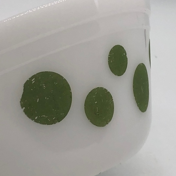 Federal Glass White With Green Polka Dots Bowl - Picture 6 of 6